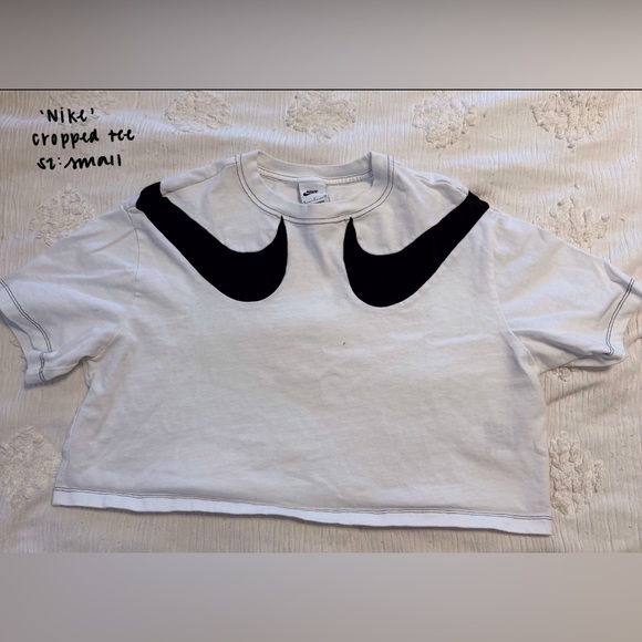 Nike Tops - Vintage Nike double swoosh white crop top